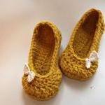 Crochet Slippers For Women, Thick Luxury Yellow..