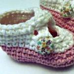 Crochet Two Strap Baby Booties, Antique Ivory And..
