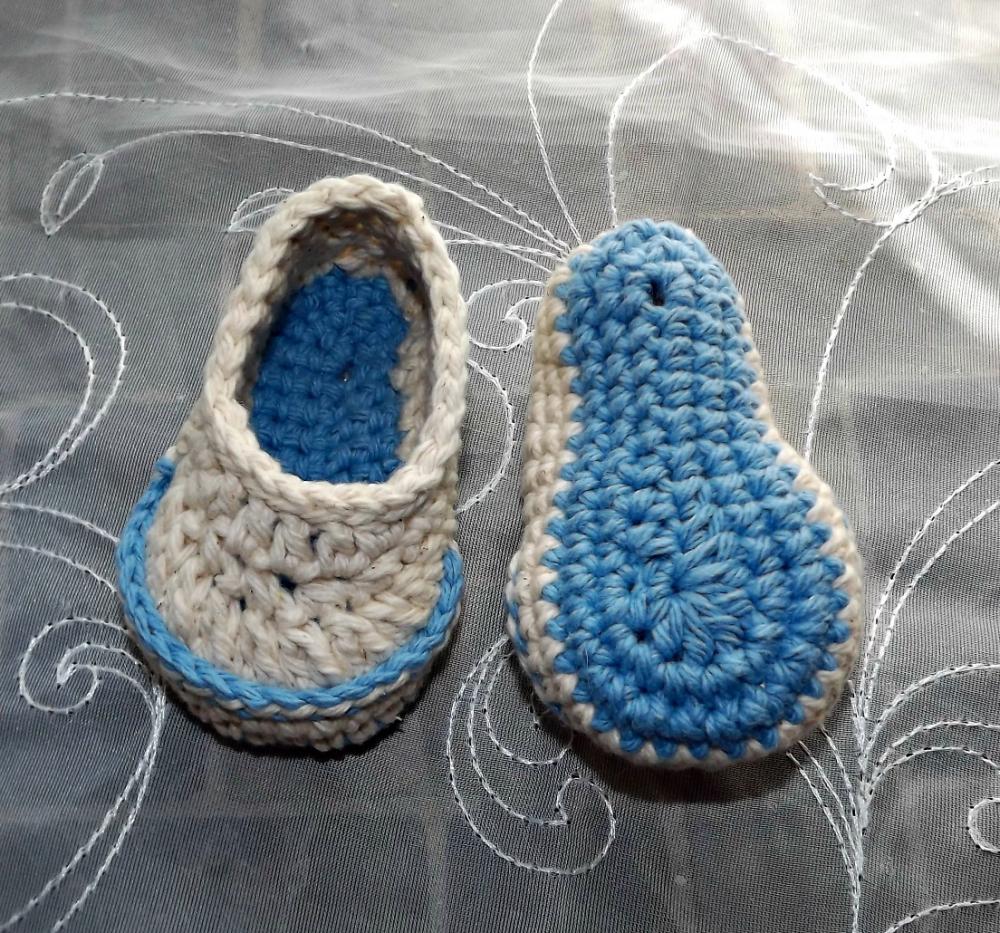 Hat And Booties, Baby Boy Gift Set, Crochet Blue And Cream Beanie With ...